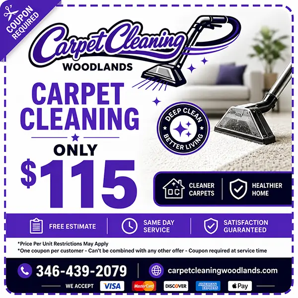 Carpet Cleaning The Woodlands coupon for carpet cleaning only 115 dollars