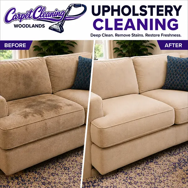 Upholstery Cleaining The Woodlands technician cleaning